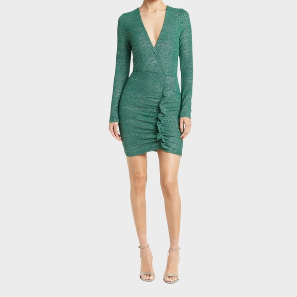 Area Stars Dresses & Skirts - Area Stars Jana Green Metallic Long Sleeve Dress